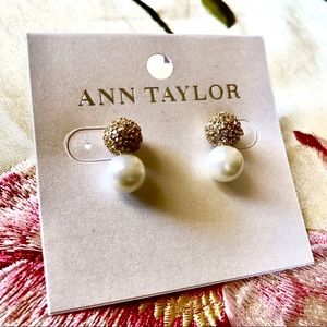 🆕 Ann Taylor || Crystal Pave Ball and Pearl Studs